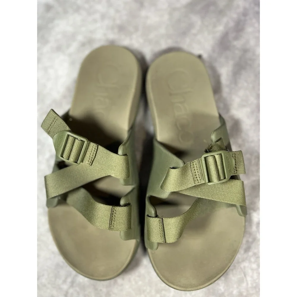 Chaco Chillos Slides Men's 11 Olive Green Adjustable Sport Comfort Sandals
